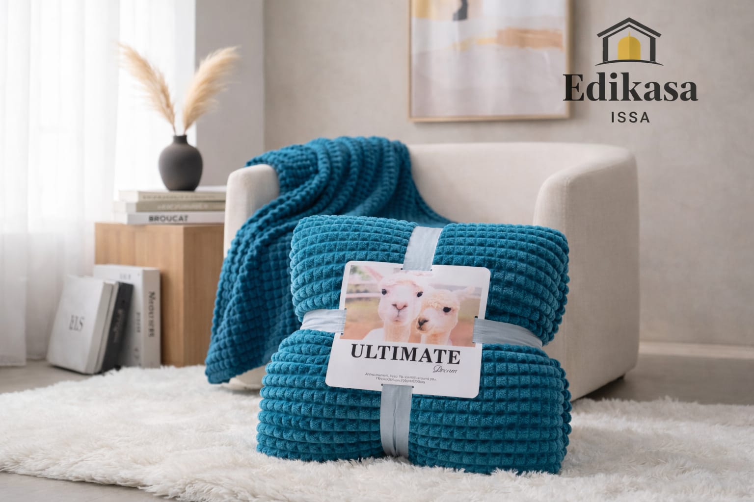 Cobija ovejera azul petróleo