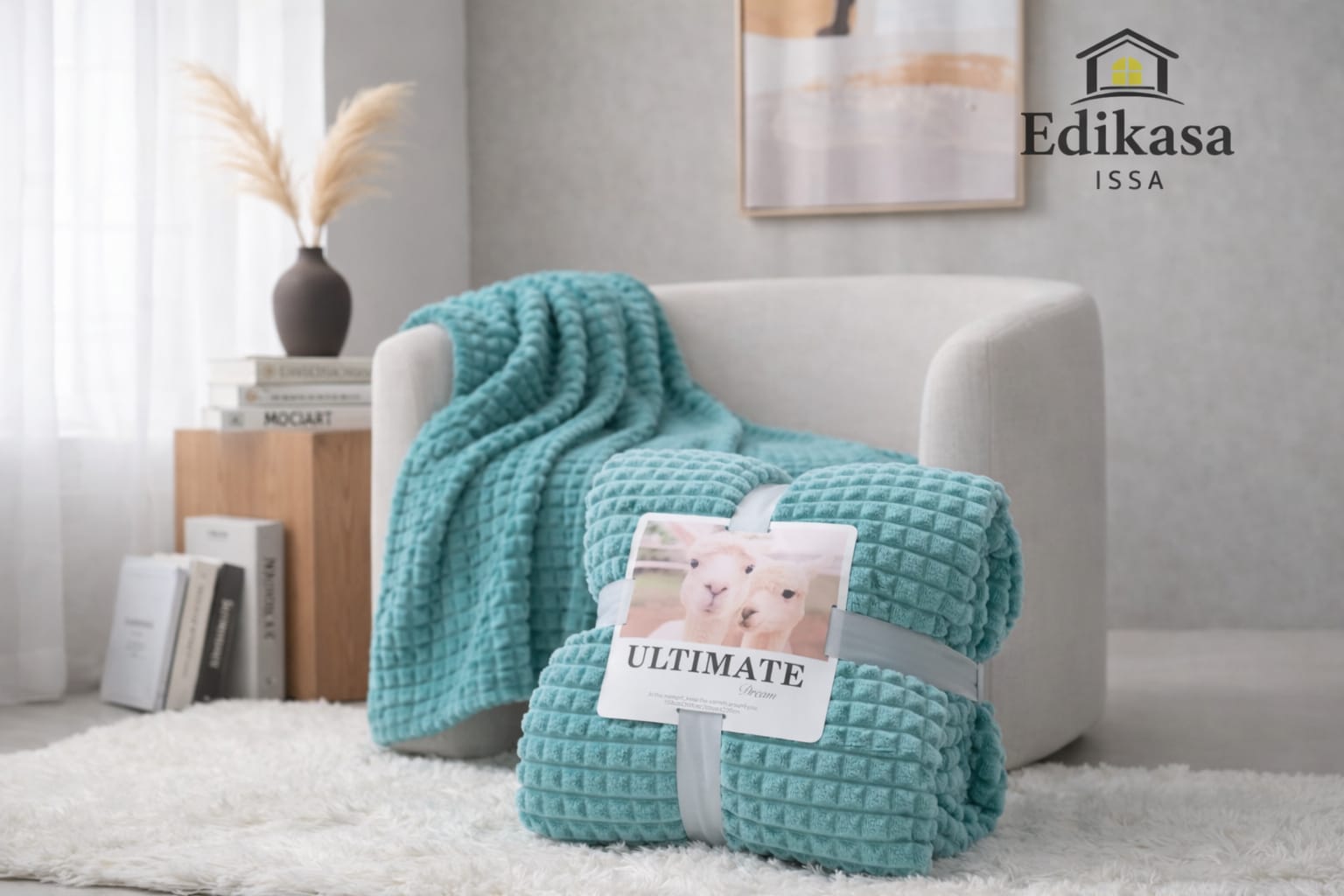 Cobija ovejera azul aguamarina