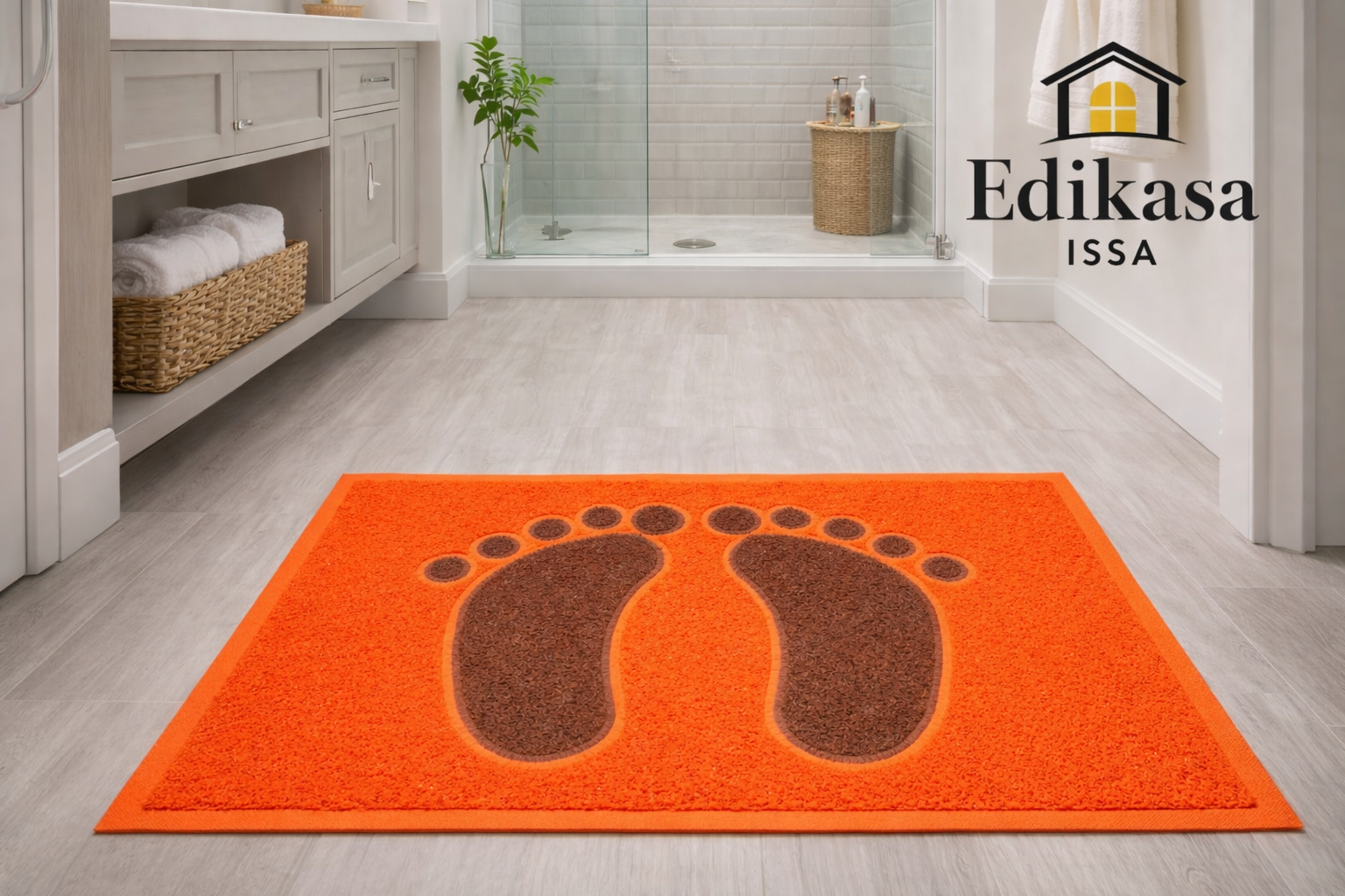 Tapete entrada de baño Naranja cafe