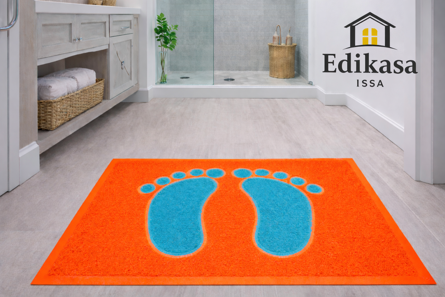 Tapete entrada de baño Naranja Azul