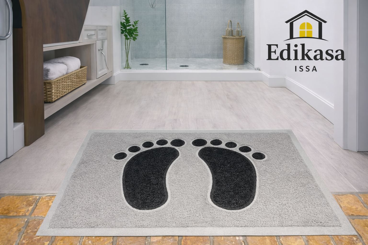 Tapete entrada de baño Gris Negro